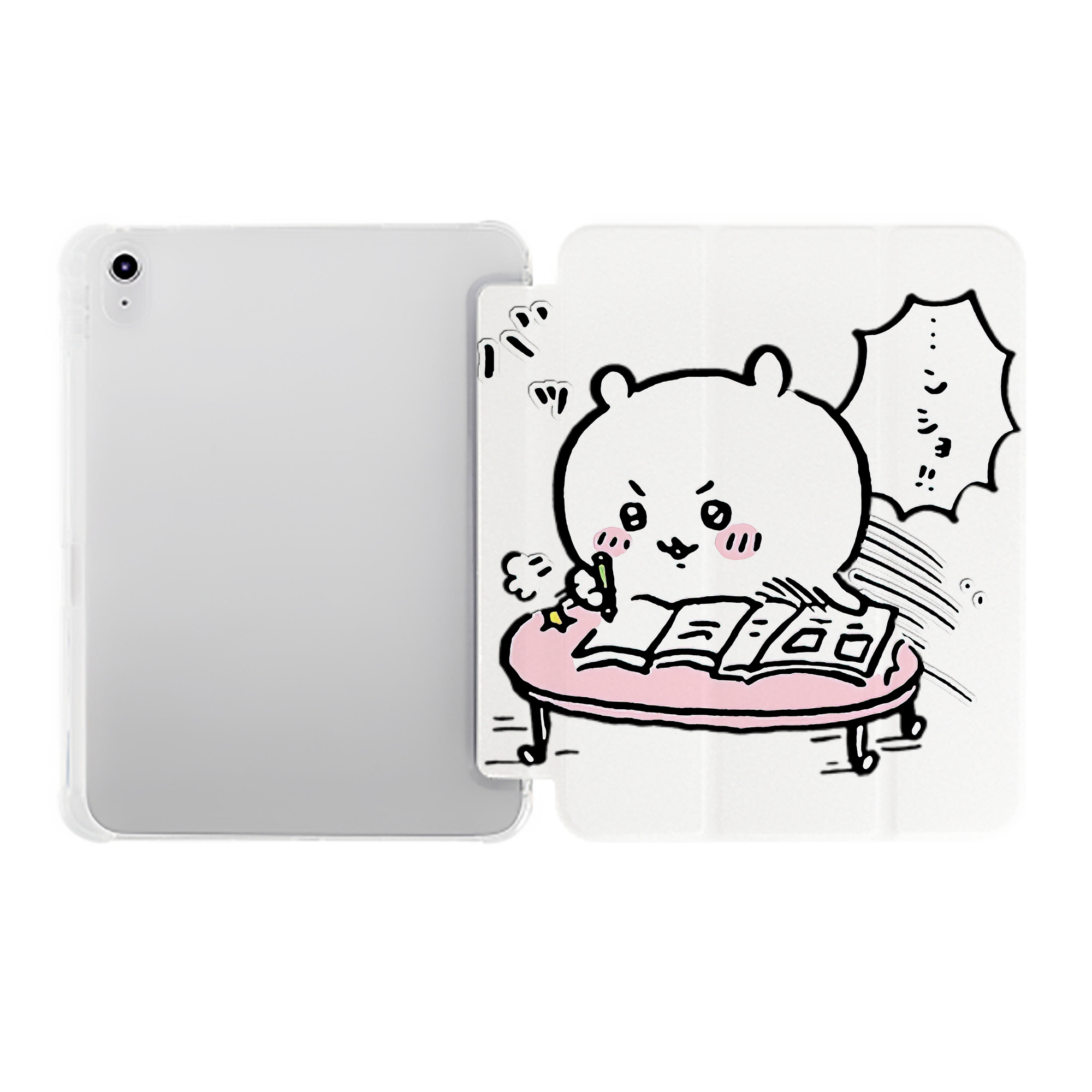 （画像用） ちいかわ ちいかわ Chii-kawa chiikawa IPad ケース ペン収納付き 三つ折りスタンド PUレザー×シリコン 対応機種9.5/10.5/10.9インチ